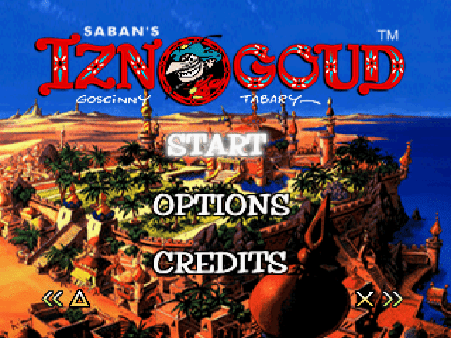 Iznogoud title screen for Playstation